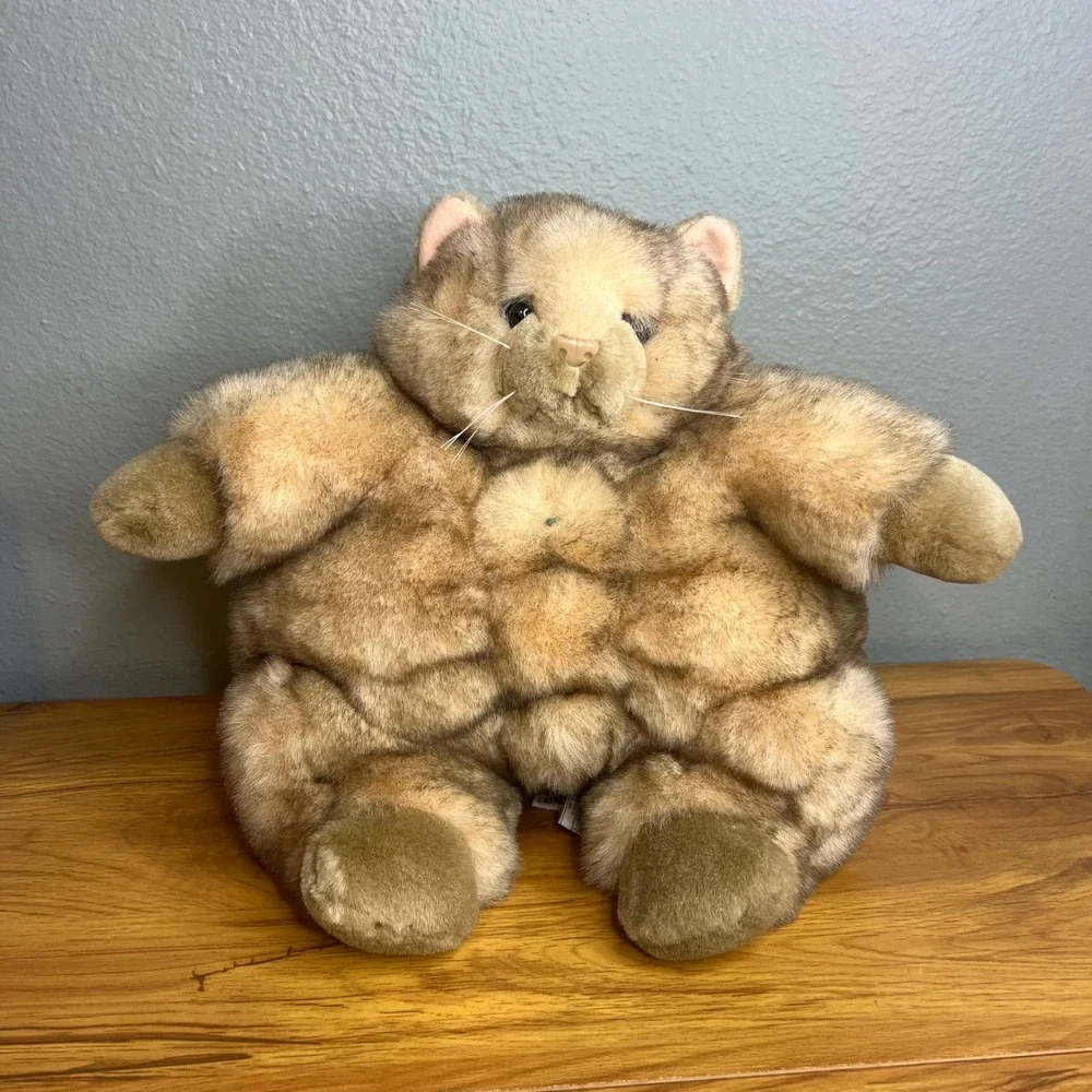 Incredible Petables Plush Cat Chubby Fat Brown Chunky Huggable